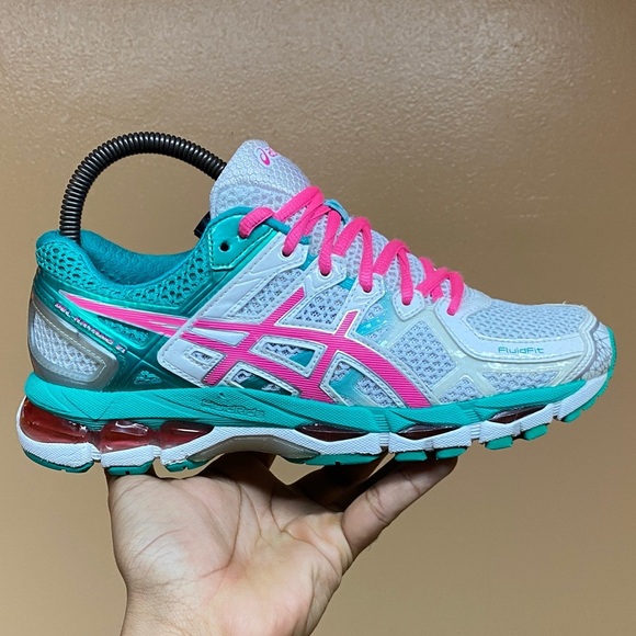 ASICS Gel Kayano 21 Women’s Running Sneakers Size 8 “White Pink Emerald Green” - Picture 4 of 16